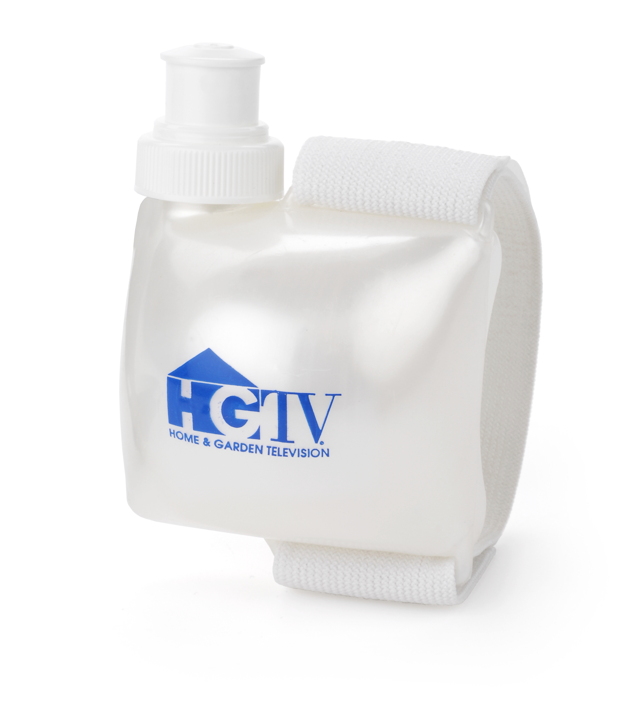 A Swiggies bottle custom-branded with the HGTV logo.